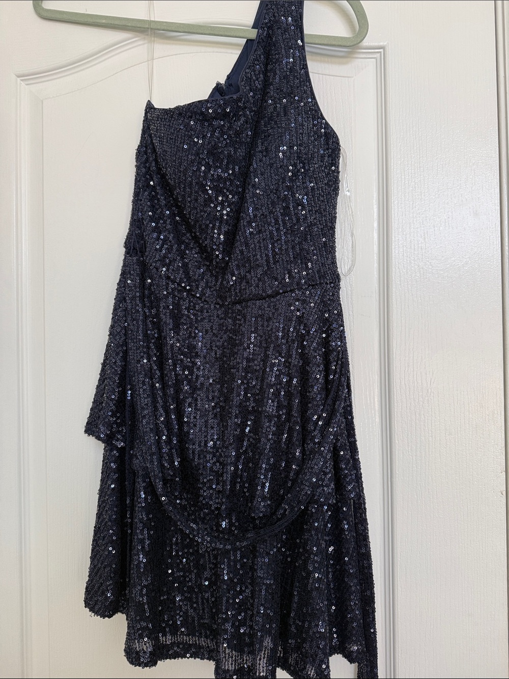 Trixxi Navy One-Shoulder Sequin Cocktail Dress
